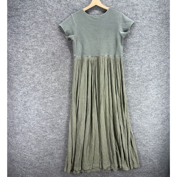 Cherokee Dress Women M Medium Gray Maxi Long Cotton Crew Neck Short Sleeve - Picture 2 of 5